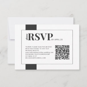 QR Code online RSVP bold minimal wedding Card