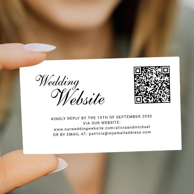 QR code online RSVP classic script website wedding Enclosure Card (Creator Uploaded)