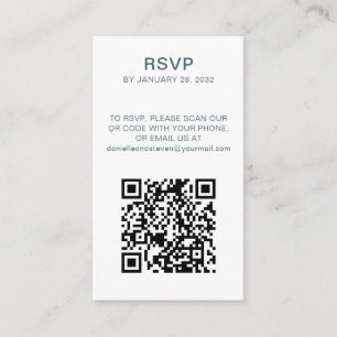 QR Code online RSVP minimalist photo Enclosure Card