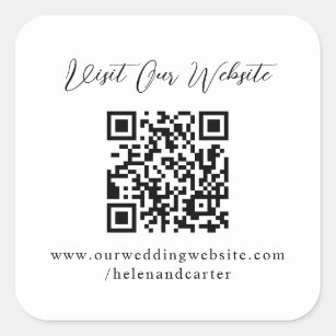 QR Code Online Wedding Website Square Sticker