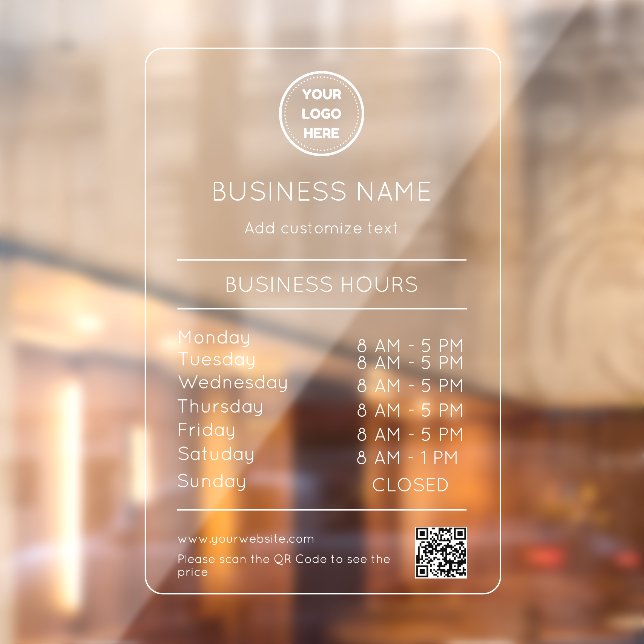 QR Code Opening Times Hours Business Logo Modern (Sheet 2)