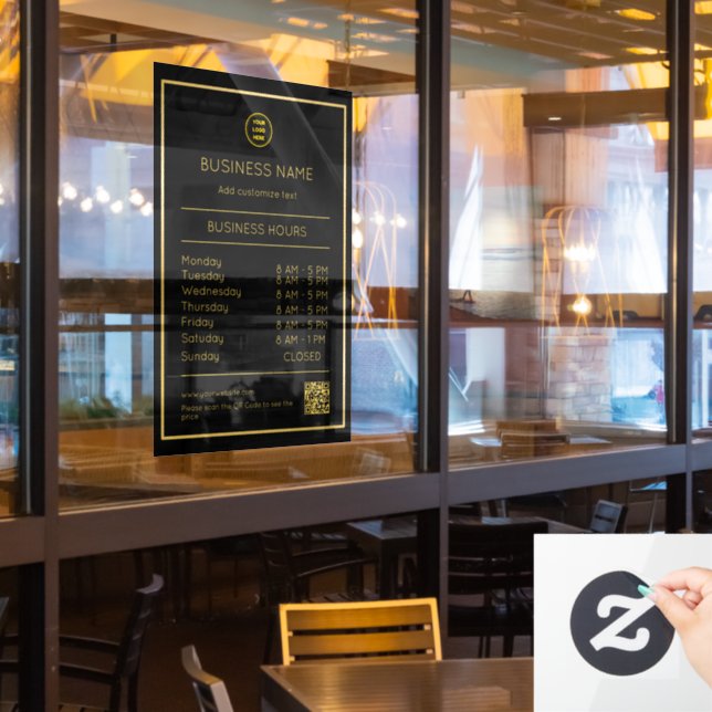 QR Code Opening Times Hours  Business Logo Modern (Restaurant Window)