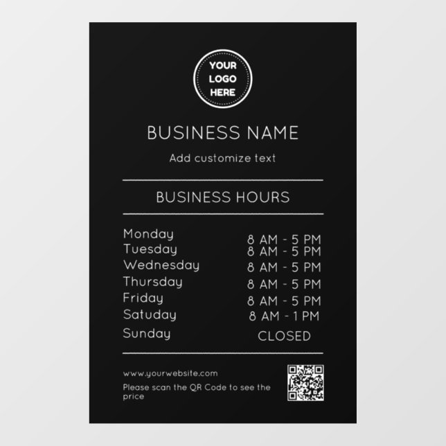 QR Code Opening Times Hours Business Logo Modern (Sheet)