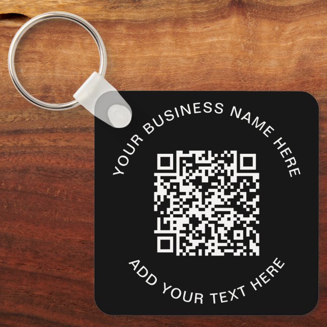 QR Code or Logo Black Promotional Key Ring (Front)