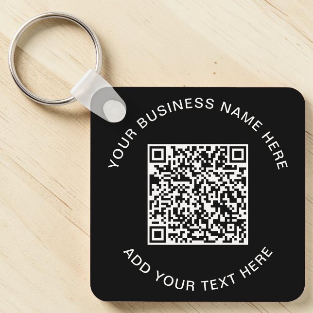 QR Code or Logo Black Promotional Key Ring (Promotional QR Code Black Keychain)