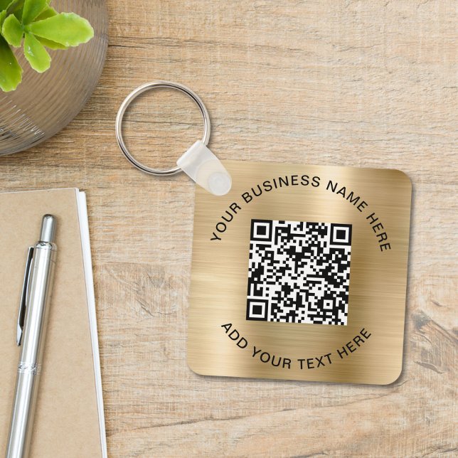 QR Code or Logo Promotional Gold Key Ring (Creator Uploaded)