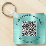 QR Code or Logo Promotional Mint Key Ring<br><div class="desc">Elegant promotional keychain for your business or organisation with a light mint green faux brushed metallic background. Add your QR code or logo and two lines of customised text,  such as your company name,  slogan,  thank you,  or leave blank.</div>