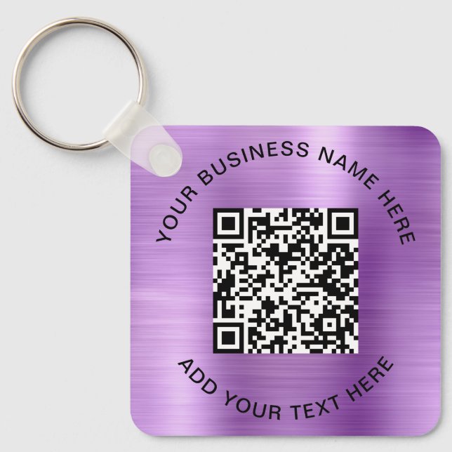 QR Code or Logo Promotional Purple Key Ring (Front)