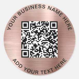 QR Code or Logo Promotional Rose Gold Classic Round Sticker
