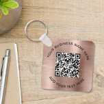 QR Code or Logo Promotional Rose Gold Key Ring<br><div class="desc">Simple elegant promotional keychain for your business or organisation with a rose gold faux brushed metallic background. Add your QR code or logo and two lines of custom text,  such as your company name,  slogan,  thank you,  or leave blank.</div>
