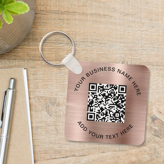 QR Code or Logo Promotional Rose Gold Key Ring (QR Code or Logo Promotional Rose Gold Keychain)