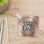 QR Code or Logo Promotional Rose Gold Key Ring<br><div class="desc">Simple elegant promotional keychain for your business or organisation with a rose gold faux brushed metallic background. Add your QR code or logo and two lines of custom text,  such as your company name,  slogan,  thank you,  or leave blank.</div>