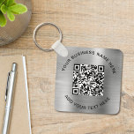 QR Code or Logo Promotional Silver Key Ring<br><div class="desc">Simple elegant promotional keychain for your business or organization with a silver faux brushed metallic background. Add your QR code or logo and two lines of customized text,  such as your company name,  slogan,  thank you,  or leave blank.</div>