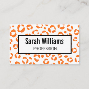 QR Code Orange Leopard Print Business Card