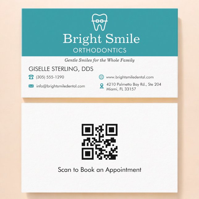 QR Code Orthodontist Office  Business Card (Creator Uploaded)