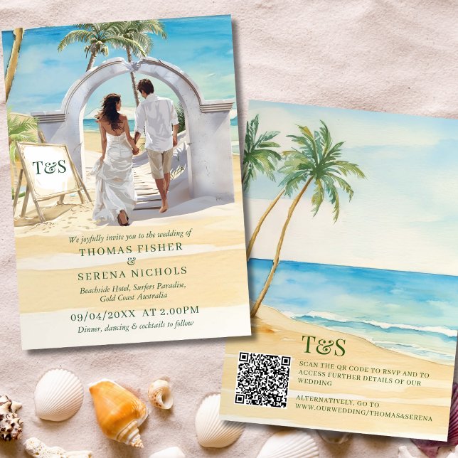 QR Code Passport Boho Beach Wedding Destination Invitation (Creator Uploaded)