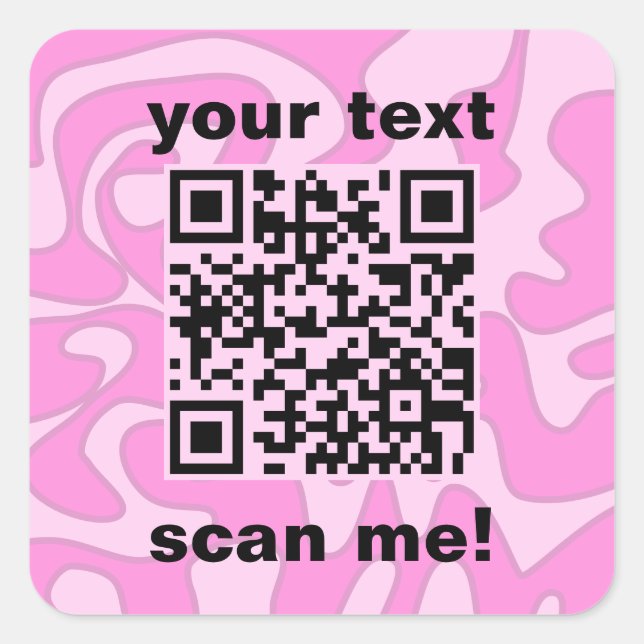 QR Code Pastel Pink Bubblegum Cute Modern Square Sticker (Front)