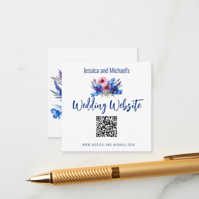 💍QR code Pastel Whispers Meadows wedding website  Enclosure Card (Front/Back In Situ)