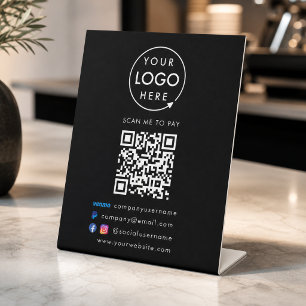 QR Code Pay Venmo Paypal Payment Business Black Pedestal Sign