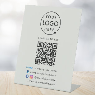 QR Code Pay Venmo Paypal Payment Business Grey Pedestal Sign