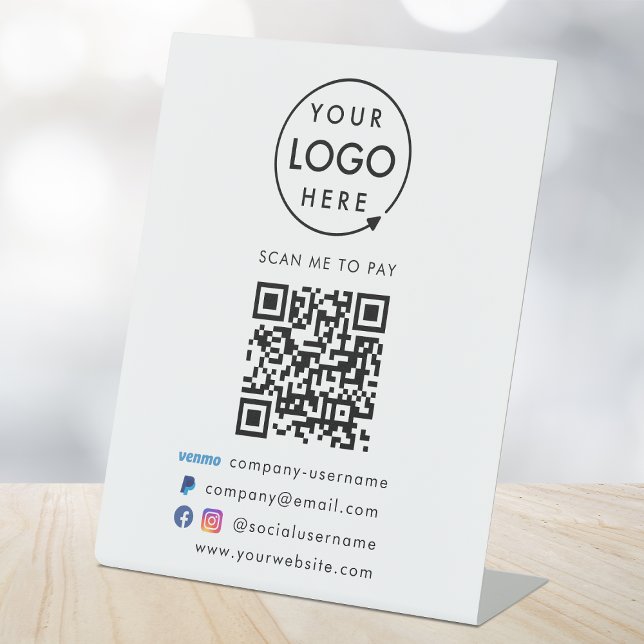QR Code Pay | Venmo Paypal Payment Business Logo Pedestal Sign (Creator Uploaded)