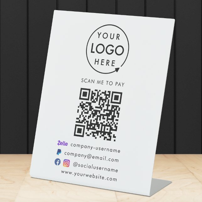 QR Code Pay | Zelle Paypal Payment Business Logo Pedestal Sign (Creator Uploaded)