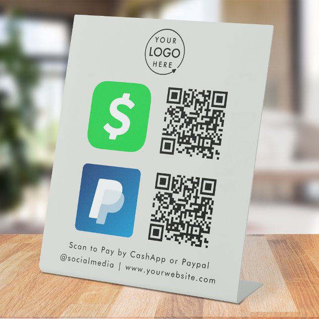 QR Code Payment | CashApp Paypal Scan to Pay Grey  Pedestal Sign (Creator Uploaded)