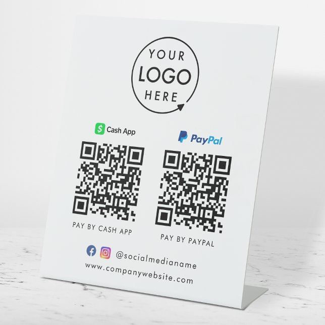 QR Code Payment | CashApp Paypal Scan to Pay Logo Pedestal Sign (Creator Uploaded)