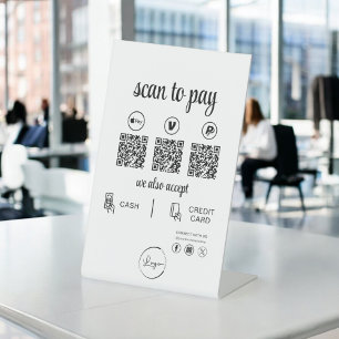 QR Code Payment - Scan to Pay Business Logo Pedestal Sign