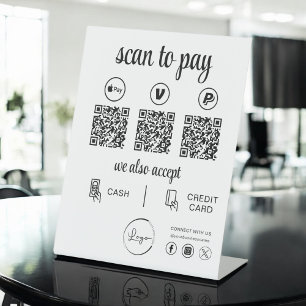QR Code Payment - Scan to Pay Business Logo Pedestal Sign