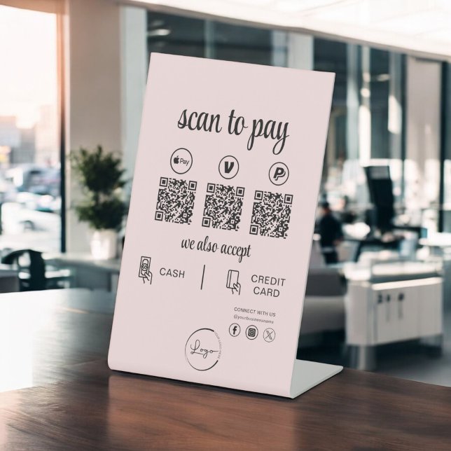 QR Code Payment - Scan to Pay Business Logo Pedestal Sign (Creator Uploaded)