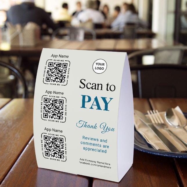 QR Code Payment - Scan to Pay Business Logo Table  (Insitu(Restaurant))