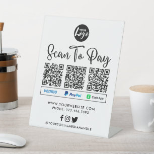 QR Code Payment Scan to Pay Logo Pedestal Sign
