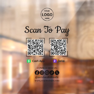 QR Code Payment Scan to Pay Zelle Cash App Logo