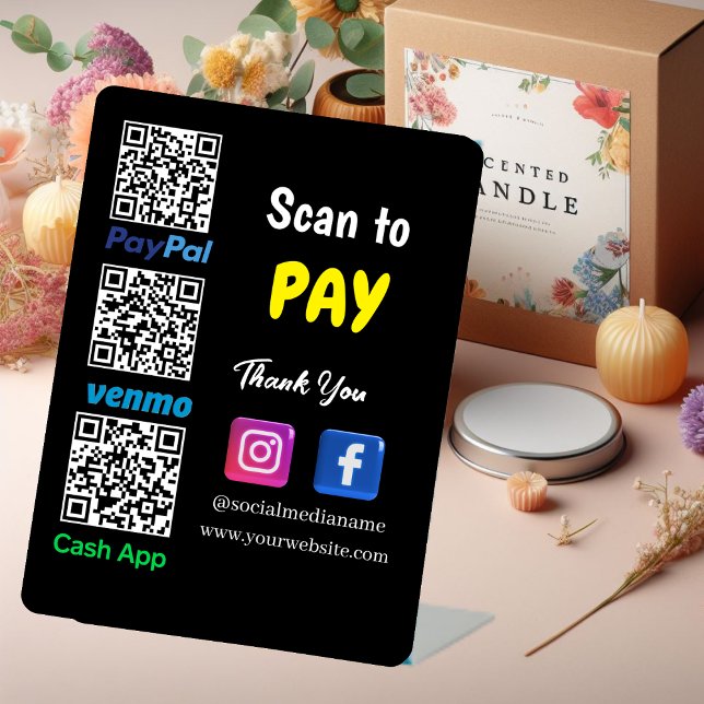 QR Code Payment | Venmo Paypal CashApp Scan to Pay Pedestal Sign (Creator Uploaded)