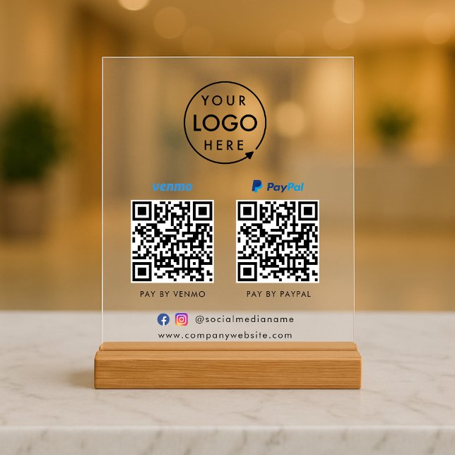QR Code Payment | Venmo Paypal Scan to Pay Logo Acrylic Sign (Creator Uploaded)