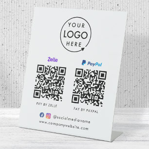 QR Code Payment   Zelle Paypal Scan to Pay Logo Pedestal Sign