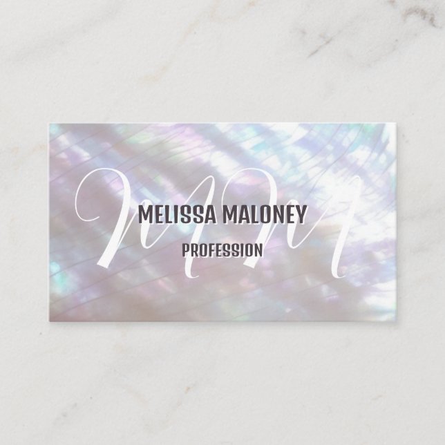  QR Code | Pearl Luxury Monogram  Business Card (Front)
