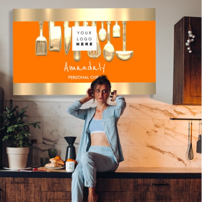 QR Code Personal Chef Cooking RestaurantFoodOrange Business Card (QR Code Personal Chef Cooking RestaurantFoodOrange Business Card)