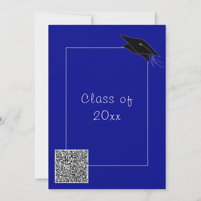 QR Code Personalised Blue Grad Party Invitation (Back)
