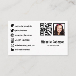 QR code photo and social media icons Business Card