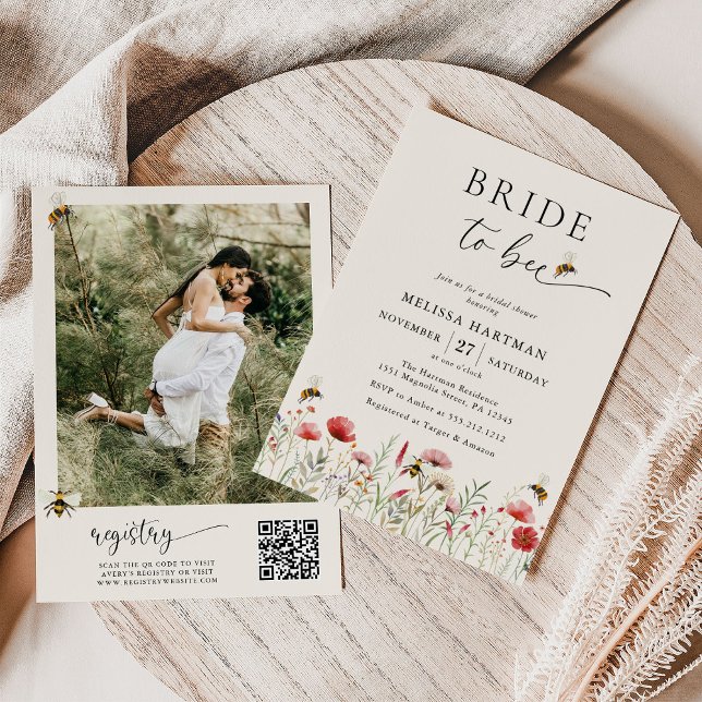 Qr Code Photo Bride To Bee Photo Bridal Shower Invitation (Creator Uploaded)