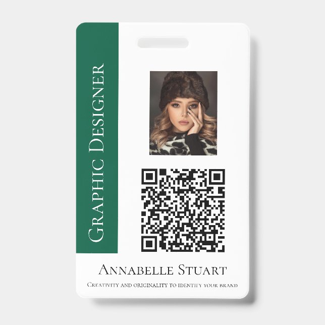 QR code Photo Business Company Large ID Badge (Front)