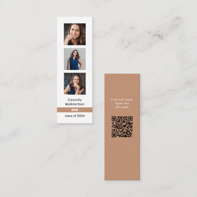 QR Code Photo Degree Graduate Graduation Name  Calling Card (Front/Back)