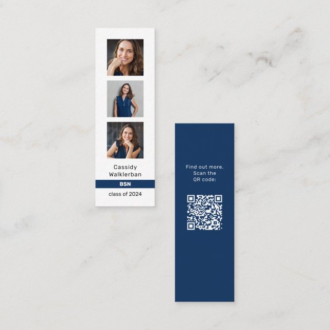 QR Code Photo Degree Graduate Graduation Name  Calling Card (Front/Back)