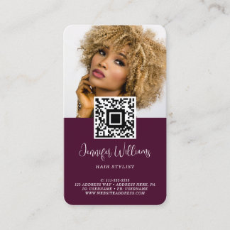 QR Code Photo Logo Burgundy Loyalty Business Card