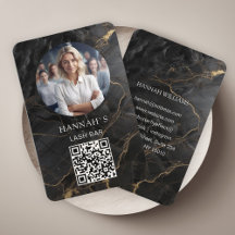 QR-Code, Photo, Marble, Black-Gold, Salon