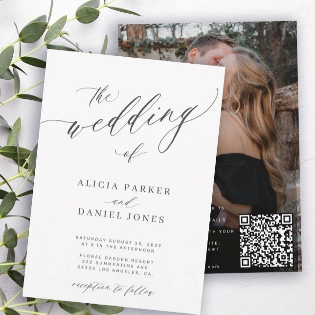 QR code photo modern simple elegant wedding Invitation (Creator Uploaded)