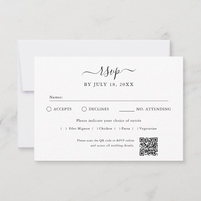 QR Code Photo Off White RSVP Card (Front)