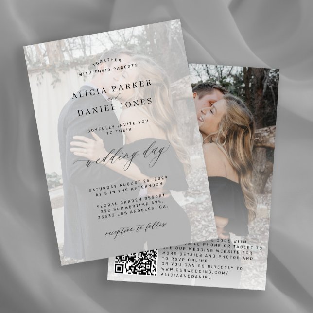 QR CODE photo overlay modern elegant wedding Invitation (Creator Uploaded)